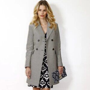 NWT Vintage Talbots Navy Striped Trench Dress Coat Size 14